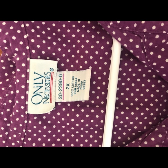 Purple polka dot button down shirt. - Picture 3 of 3